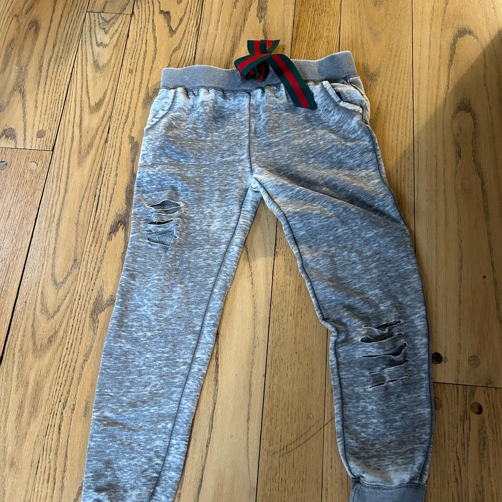 Gray Joggers with Red and Green Accent from a boutique